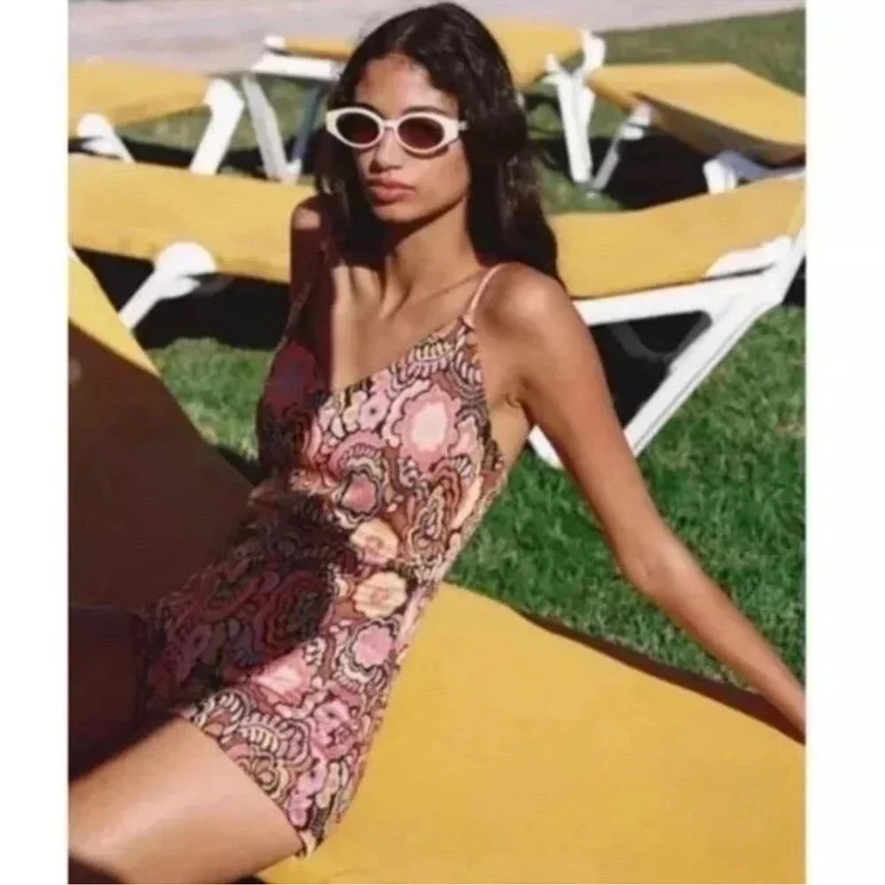 Zara Floral Print Romper Retro Size Small One piece Jumpsuit - Picture 3 of 16